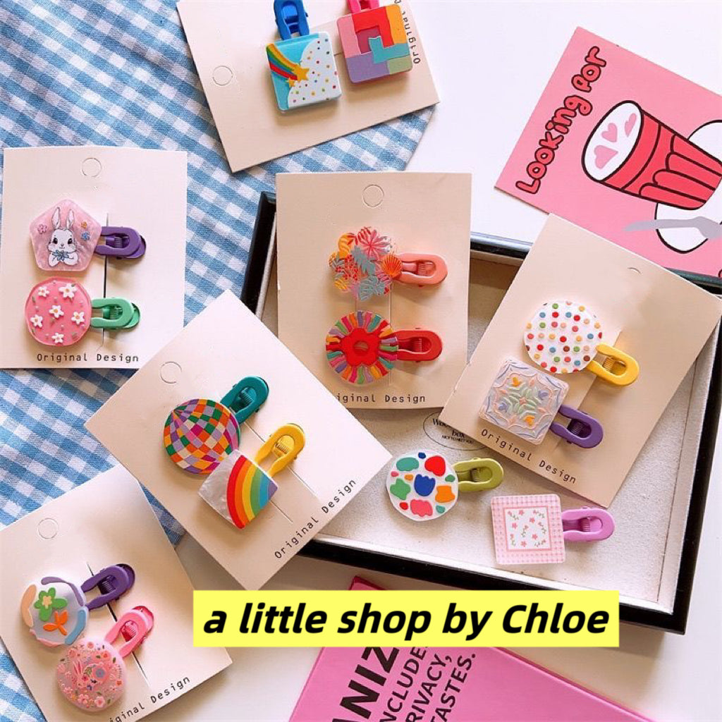 Acrylic Hair Clips for Girls – Cute Crystal Barrettes for Fine Hair, Non-Slip Alloy Claw Clips for Kids Ponytail, Birthday Gift