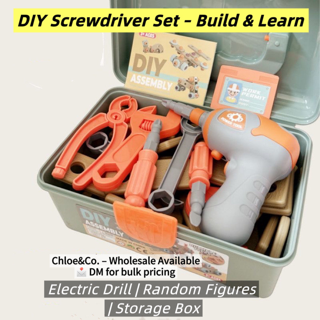 DIY Screwdriver Set – 120-183 PCS, Electric Drill, Storage Box, STEM Building Toy for Kids Ages 3+ ```