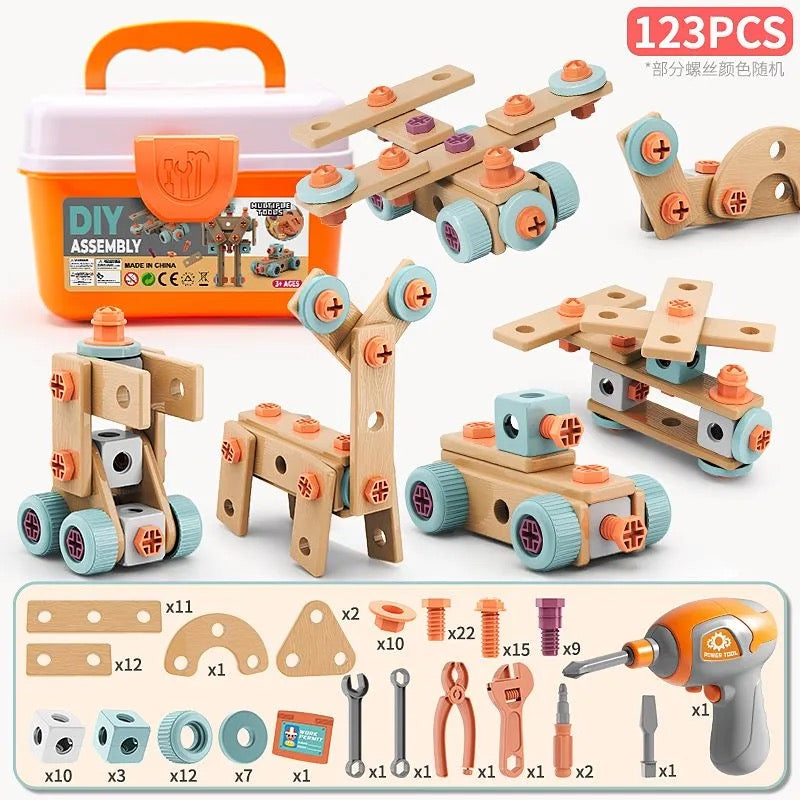 DIY Screwdriver Set – 120-183 PCS, Electric Drill, Storage Box, STEM Building Toy for Kids Ages 3+ ```