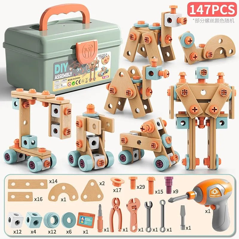 DIY Screwdriver Set – 120-183 PCS, Electric Drill, Storage Box, STEM Building Toy for Kids Ages 3+ ```