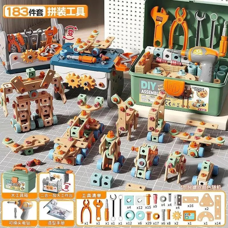 DIY Screwdriver Set – 120-183 PCS, Electric Drill, Storage Box, STEM Building Toy for Kids Ages 3+ ```
