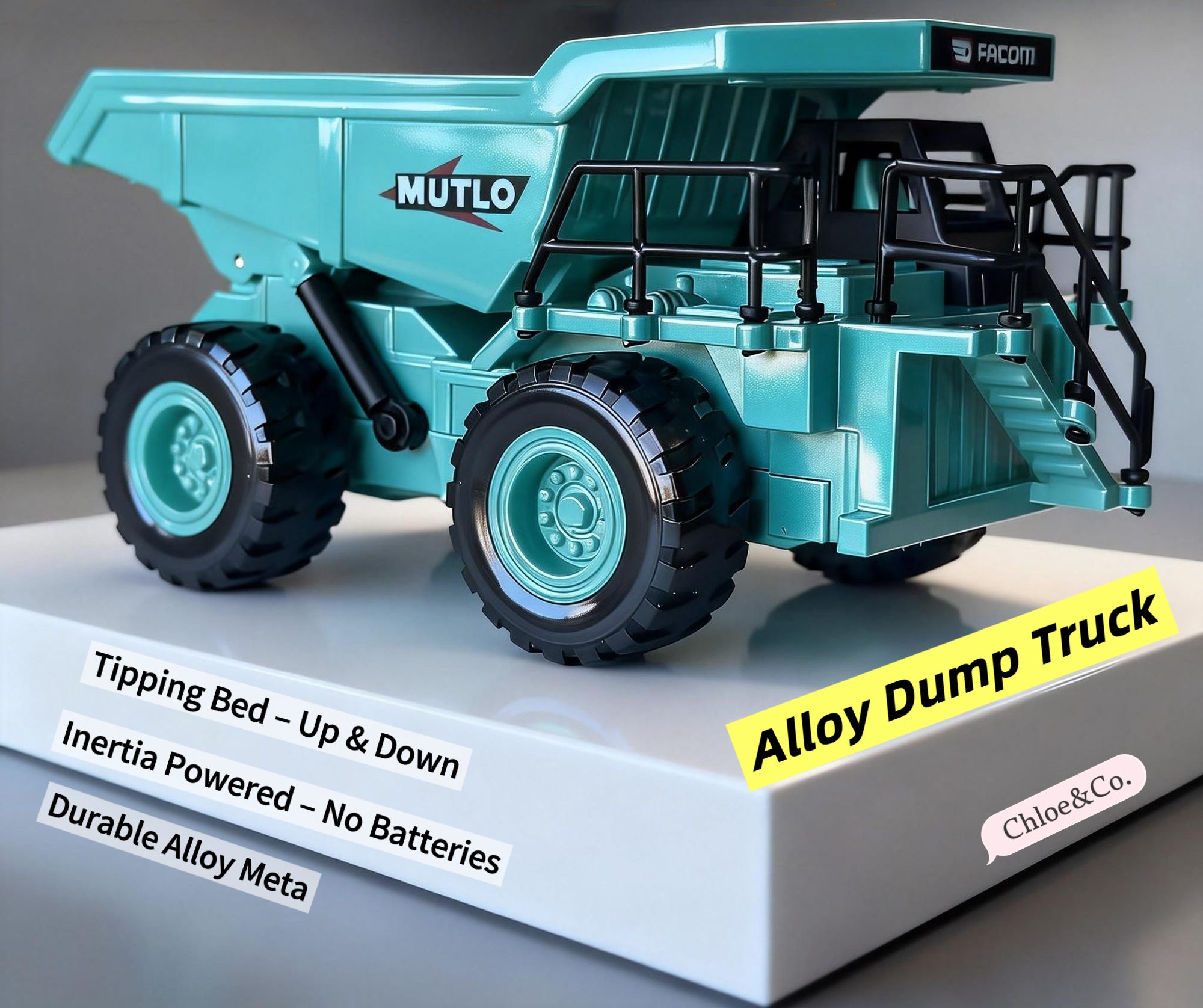 Alloy Dump Truck Toy – Inertia Powered Construction Vehicle with Tipping Bed, Diecast Metal Model for Boys & Girls, Birthday Gift