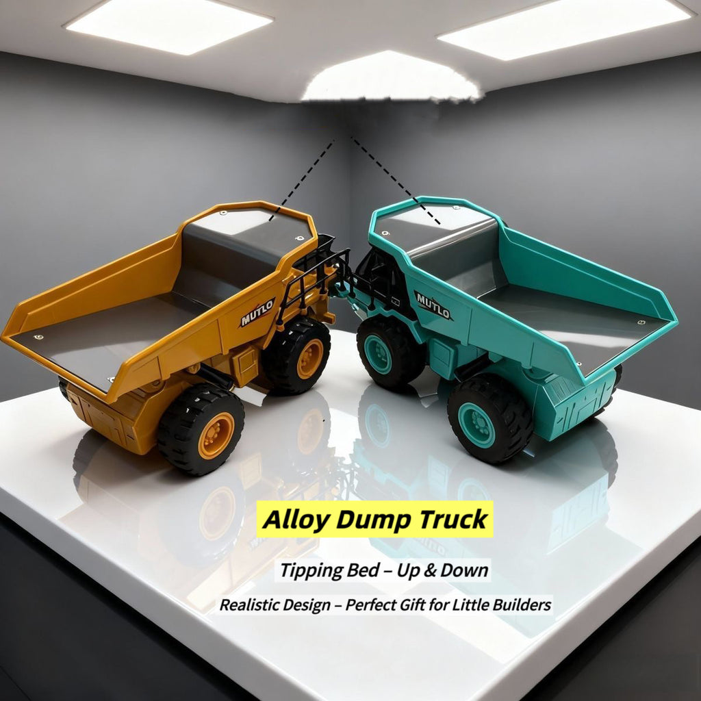 Alloy Dump Truck Toy – Inertia Powered Construction Vehicle with Tipping Bed, Diecast Metal Model for Boys & Girls, Birthday Gift