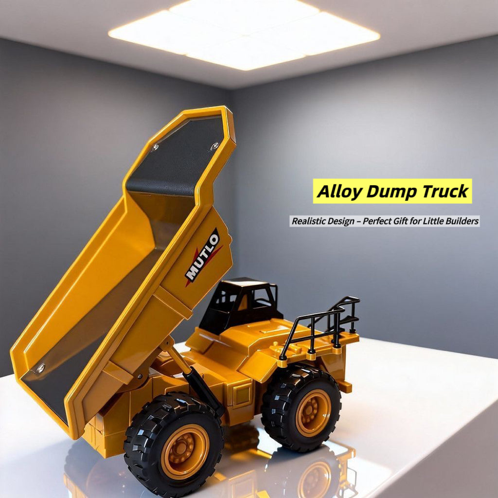 Alloy Dump Truck Toy – Inertia Powered Construction Vehicle with Tipping Bed, Diecast Metal Model for Boys & Girls, Birthday Gift