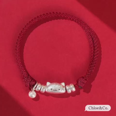 Cat Baguette Bracelet – 999 Sterling Silver Charm for Kids