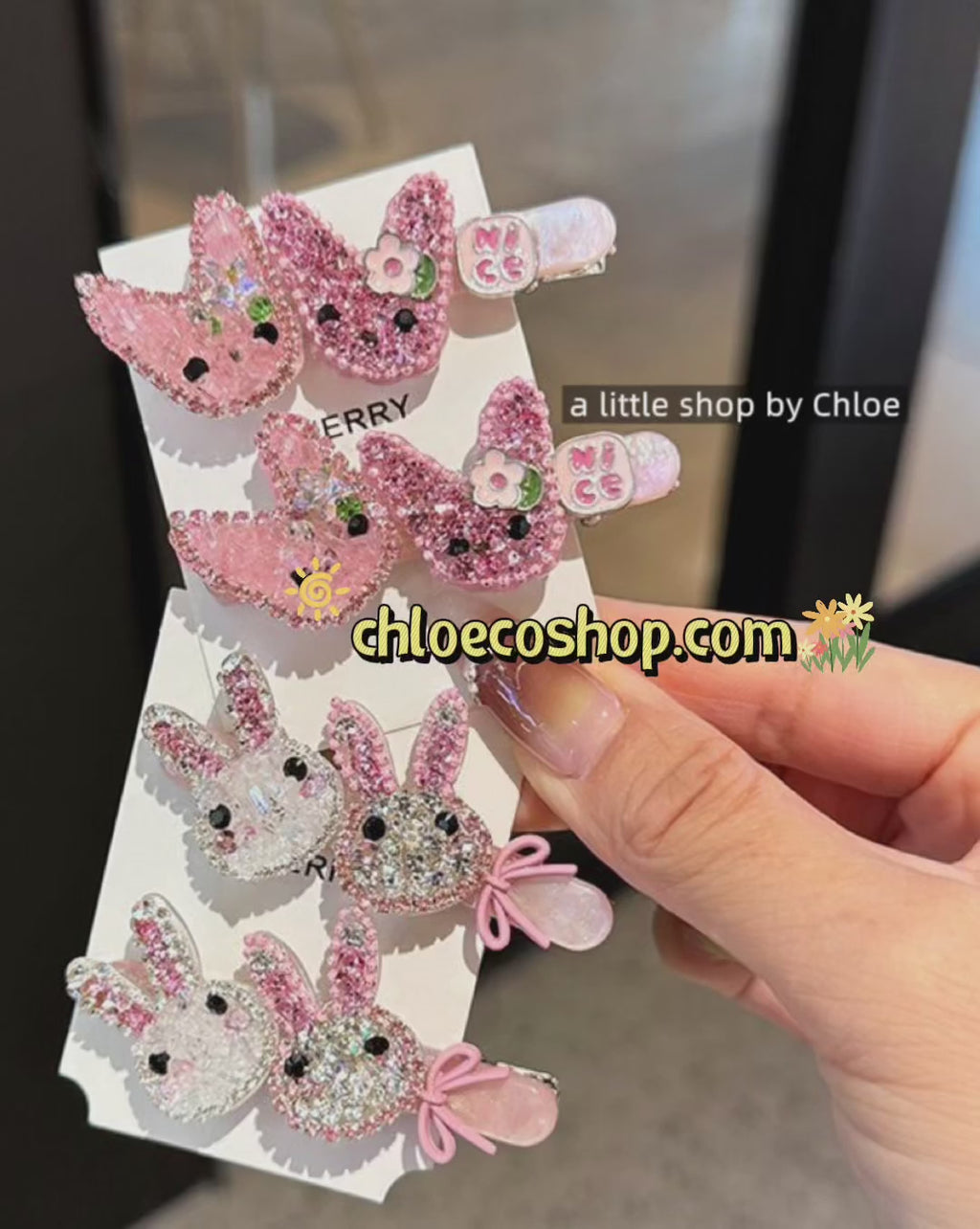 Bunny Crystal Hair Clips for Girls – Cute Rabbit Rhinestone Barrettes for Fine Hair, Elegant Alloy Claw Clips for Kids, Birthday Gift