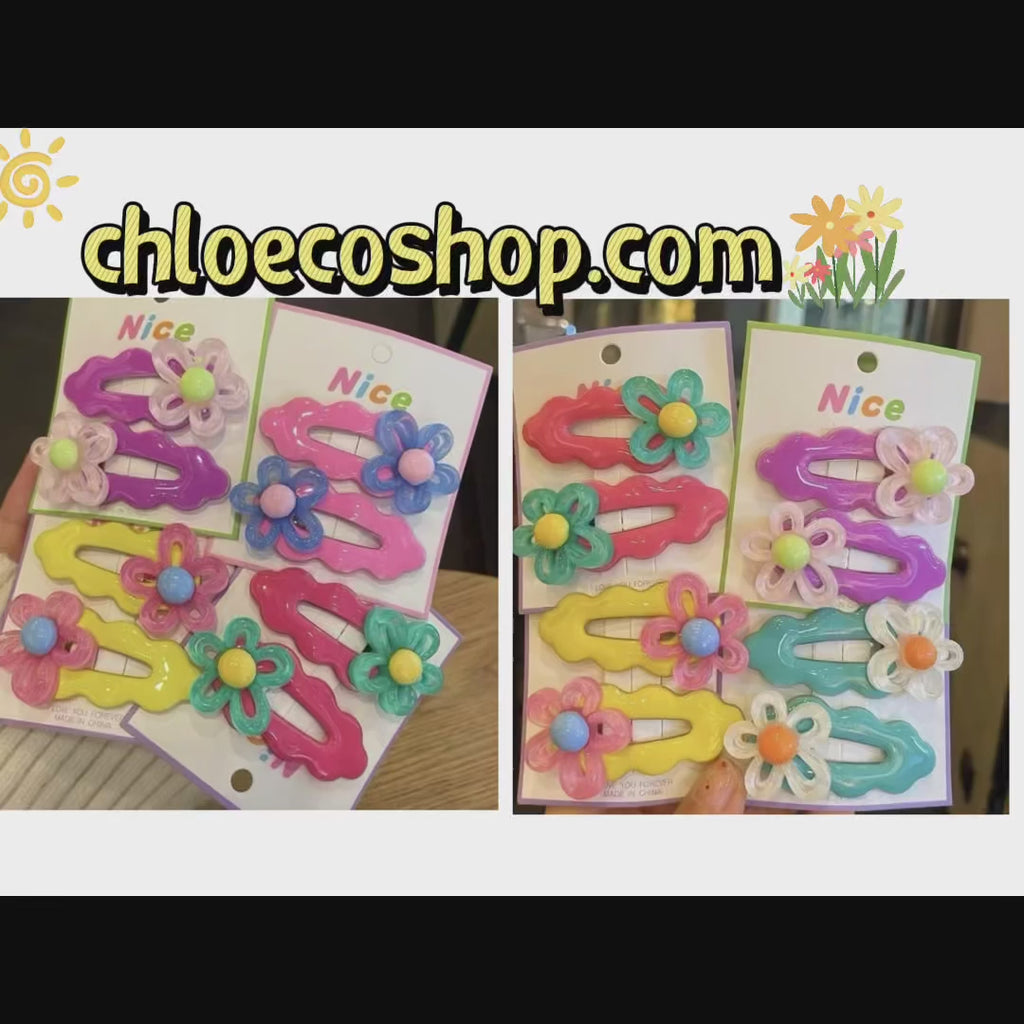 Jelly Flower Hair Clips for Girls – Cute Crystal Barrettes for Fine Hair, Non-Slip Alloy Claw Clips for Kids Ponytail, Birthday Gift