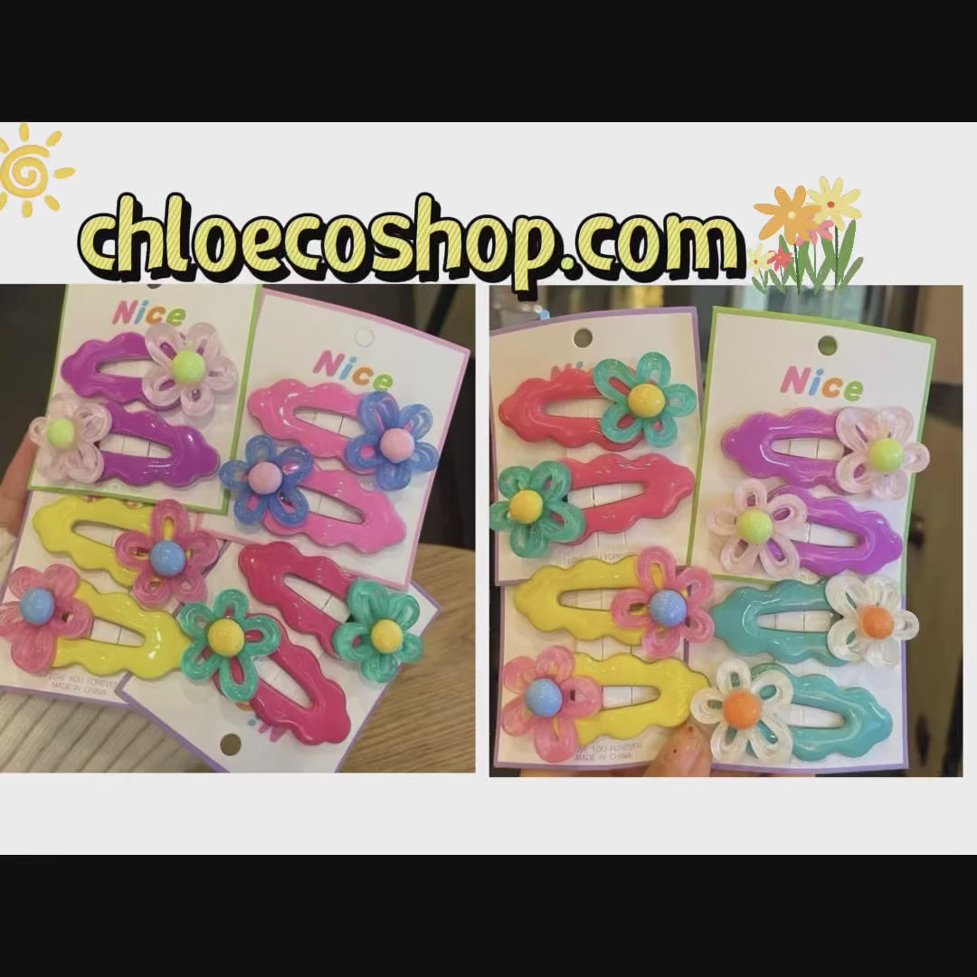 Jelly Flower Hair Clips for Girls – Cute Crystal Barrettes for Fine Hair, Non-Slip Alloy Claw Clips for Kids Ponytail, Birthday Gift