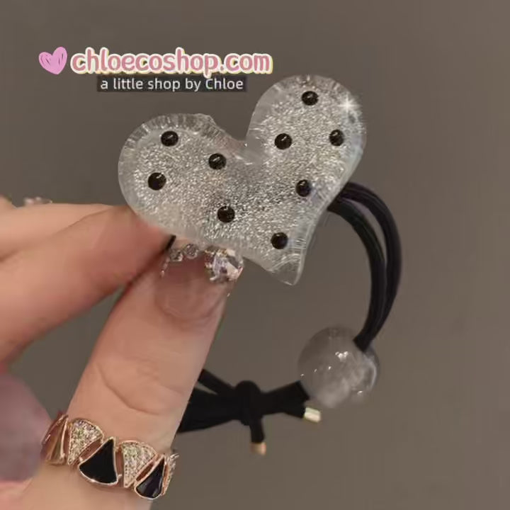 Polka Dot Hair Ties for Girls – Cute Elastic Hair Rings for Ponytail, Elegant Hair Ropes for Kids & Moms
