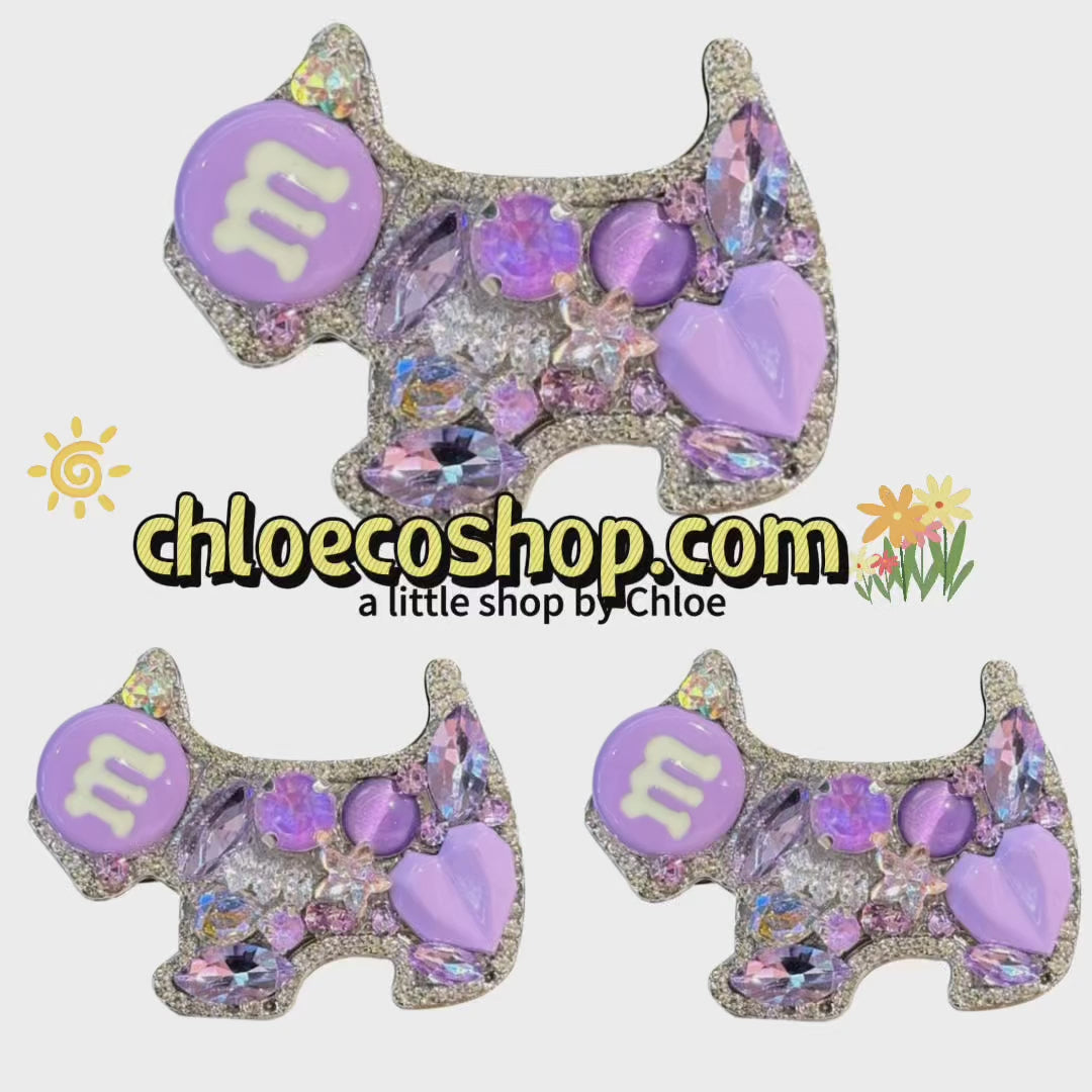 Crystal Puppy Hair Clips for Girls – 3/6/9/18 Packs | Sparkly Dog Design Resin Hair Accessories (Retail & Wholesale