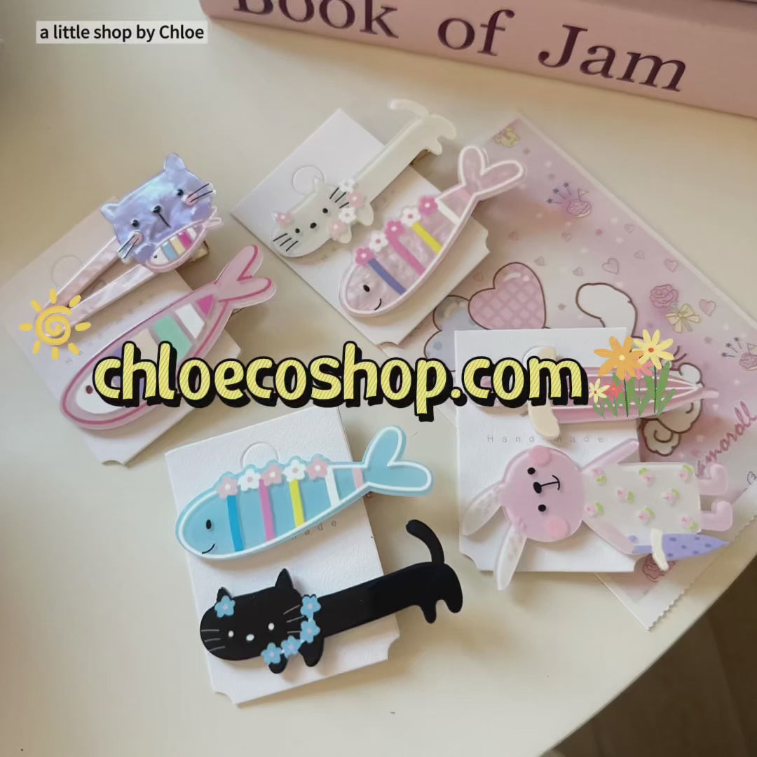 Cute Acrylic Hair Clips for Girls – Cartoon Bread Shape & Bear Design, Kids Hair Accessories (Retail & Wholesale)